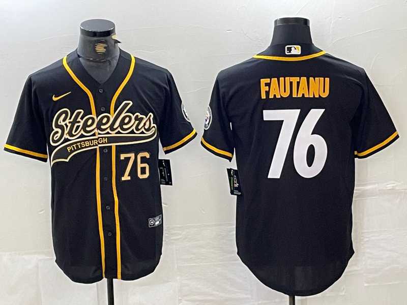 Men%27s Pittsburgh Steelers #76 Troy Fautanu Black With Patch Cool Base Stitched Baseball Jerseys->san francisco 49ers->NFL Jersey